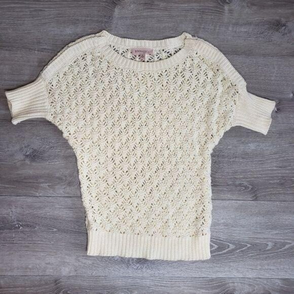 Philosophy Republic Clothing Womens Ivory Crochet Sweater Top Size S - Picture 4 of 6